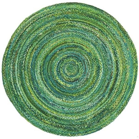 Safavieh Braided Global Round Hand-Woven RugsGreen 4 x 4 ft. BRD452Y-4R